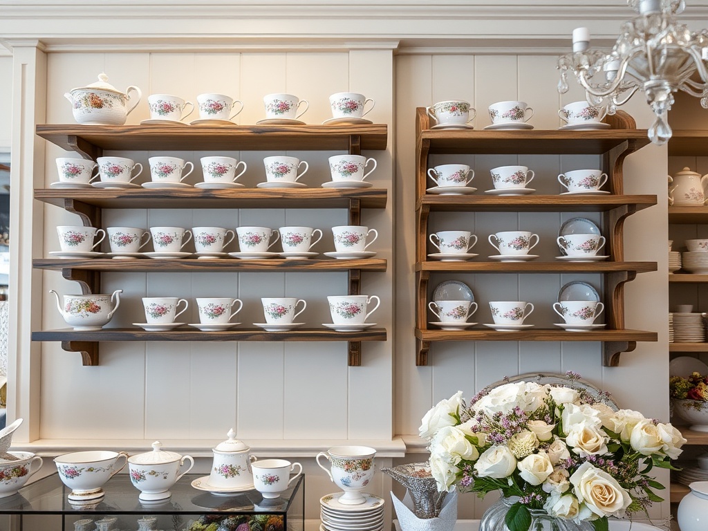 Dusty blue and white display