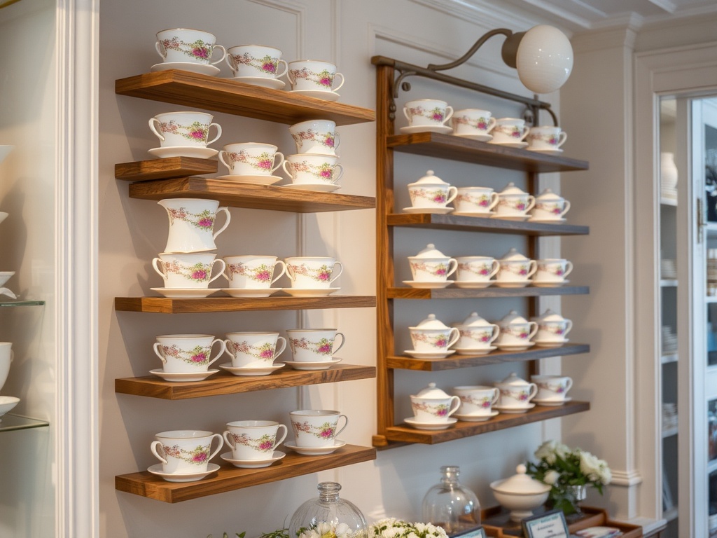 Corner display with decorative motif